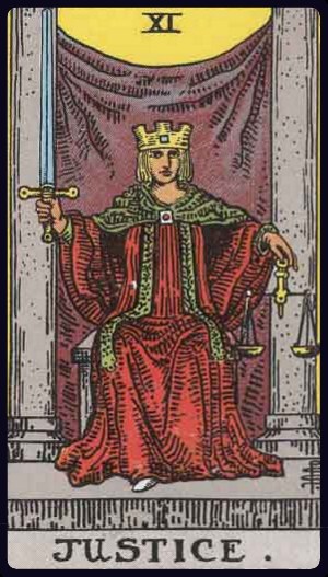 Justice tarot card (XI), Rider-Waite-Smith Major Arcana