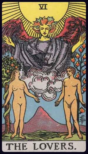 The Lovers tarot card (VI), Rider-Waite-Smith Major Arcana