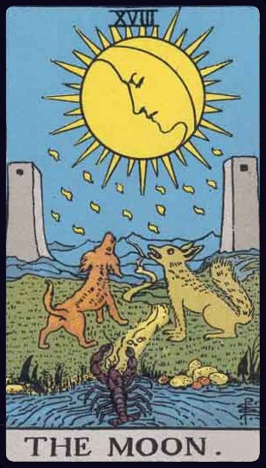 The Moon tarot card (XVIII), Rider-Waite-Smith Major Arcana