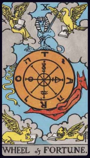 Wheel of Fortune tarot card (X), Rider-Waite-Smith Major Arcana