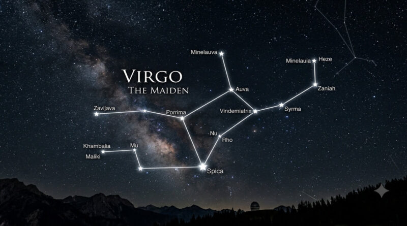 Virgo zodiac sign symbol — the Maiden holding wheat, representing the earth sign ruled by Mercury