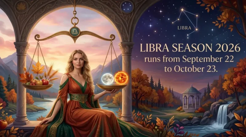Libra season dates and meaning, with the sun entering Libra at the fall equinox