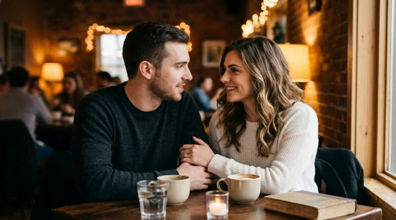 How to attract an Aquarius man — a couple in deep, engaged conversation over coffee