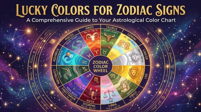 Lucky colors for zodiac sign shown on a color wheel