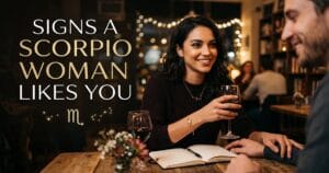 Signs a Scorpio Woman Likes You through eye contact and body language