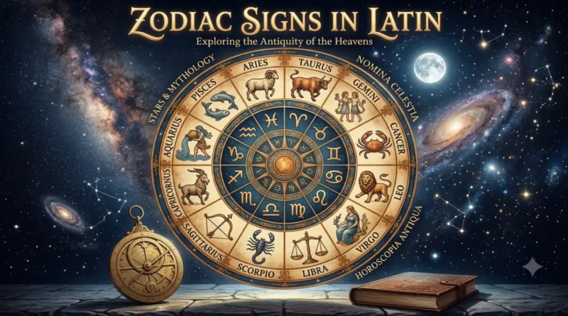 Zodiac-signs-in-latin-Antique celestial chart showing the twelve zodiac constellations