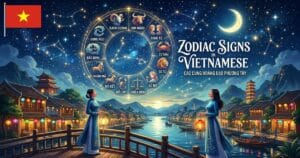 12 zodiac signs in Vietnamese names with tone marks, Chinese source characters, and literal meanings